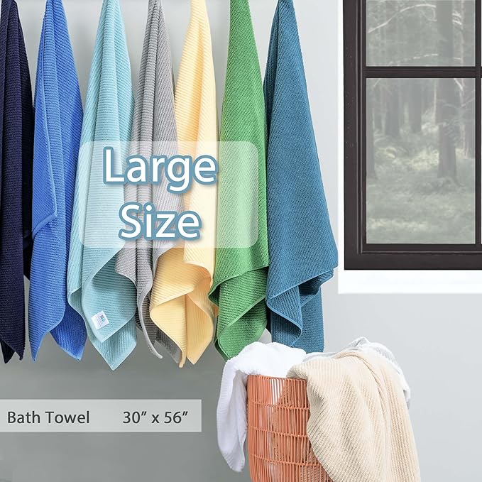 VOOVA & MOVAS Hunter Green Bath Towels, Bath Towels Set of 4, Large 30"x56" - Image 4