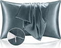 BEDELITE Satin Pillowcase with Zipper, Space Grey King Size Pillow Cases Set of by BEDELITE