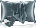 BEDELITE Satin Pillowcase with Zipper 2 Pack, Space Grey Pillow Cases Standard by BEDELITE