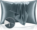 BEDELITE Satin Pillowcase with Zipper, Space Grey Pillow Cases Queen Size Set by BEDELITE