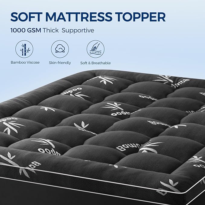 Mattress Topper Full Size, Cooling Extra Thick Breathable Viscose Made from - Image 2