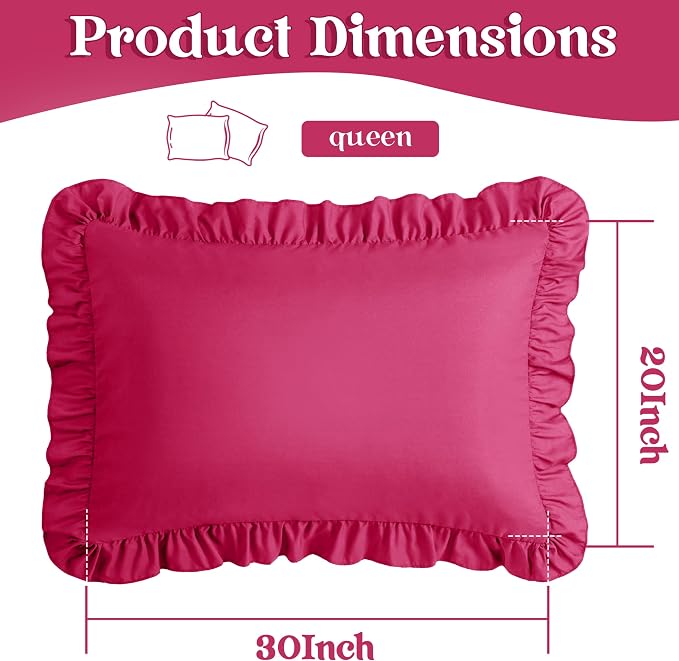 KKJIAF Ruffle Pillow Cases Queen Size Set of 2, Ruffled Pillow Covers - Image 3