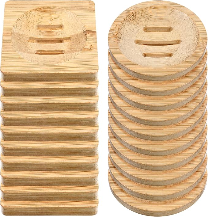 20Pcs Bamboo Soap Dishes 3 Inch Wooden Soap Tray Soaps Holder - Image 8