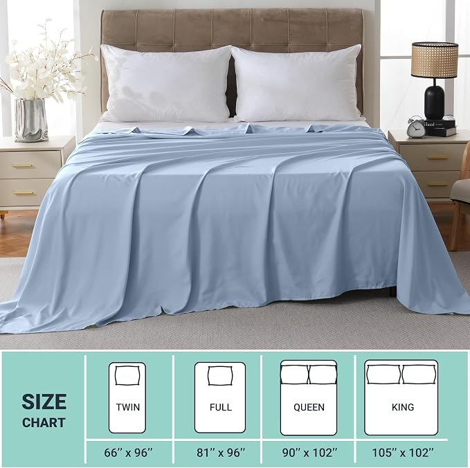 ZPECC Twin Flat Sheet Only 6 Pack, Durable Light Blue Top Bed Sheets - Image 5