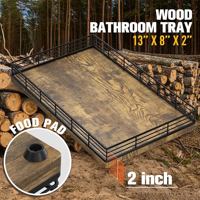 Large Bathroom Vanity Tray – 13" x 8" Decorative Wooden Tray - Image 6