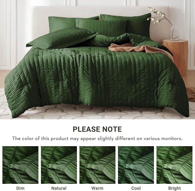 MUXHOMO 5 Pieces Twin Comforter Set, Seersucker Bed in a Bag Twin Size - Image 5