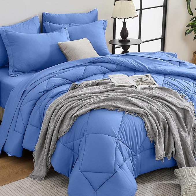 HEVUMYI Royal Blue Queen Comforter Set by HEVUMYI