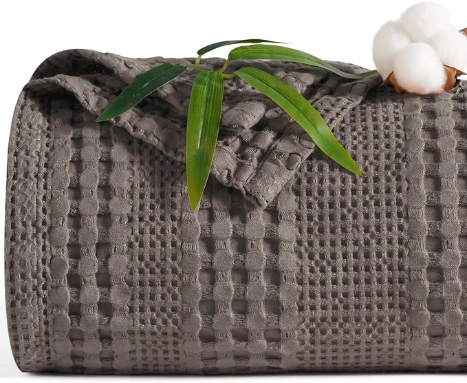 PHF Cooling Waffle Blanket King Size, Lightweight 60% Rayon from Bamboo & 40% by PHF
