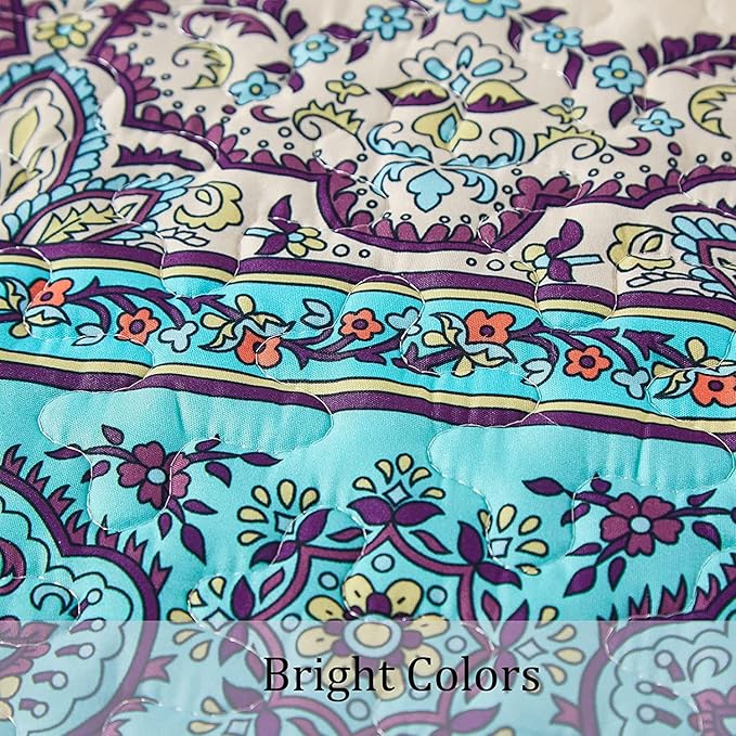 WONGS BEDDING Boho Quilt Set, Lightweight Microfiber Bed Decor Bedspread - Image 7