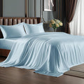 BEDELITE Satin Sheets Queen Size Bed Set, Luxury Soft Light Blue Silky Sheets by BEDELITE