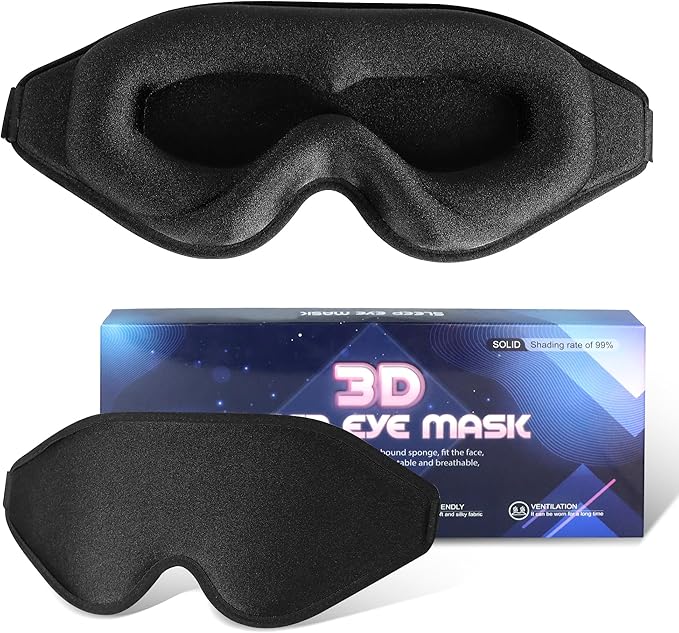 Sleep Mask for Men Women, Upgraded 3D Deep Contoured Eye Covers for Sleeping by QUWOLACE