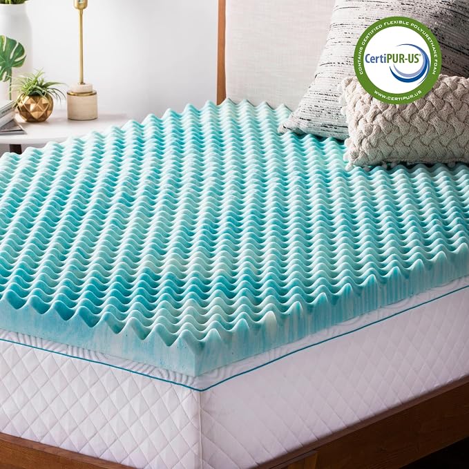 Linenspa 2 Inch Gel Memory Foam Mattress Topper – Egg Crate Style, Reversible - Image 6