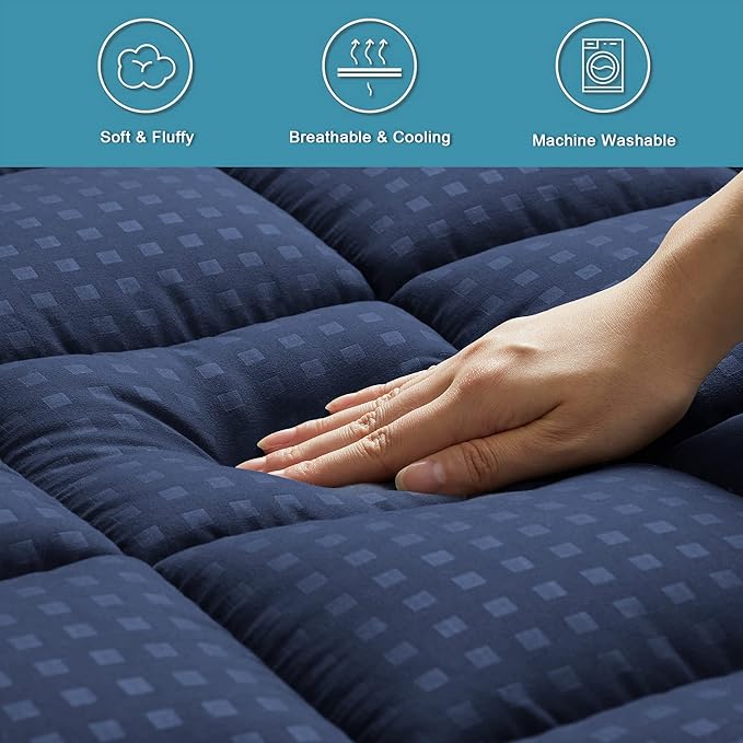 HYLEORY Twin Mattress Pad Quilted Fitted Mattress Protector Cooling Pillow Top - Image 4