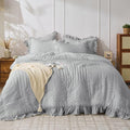 JOLLYVOGUE Light Grey Twin Size Comforter Set, 2 Pieces Seersucker Lightweight by JOLLYVOGUE