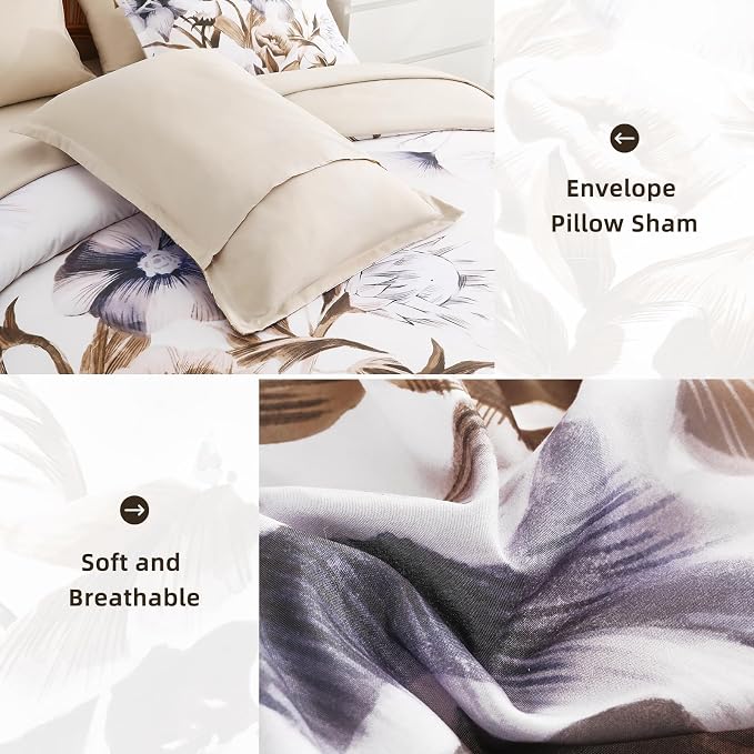 Luxudecor Floral Comforter Set King Size 7 Piece, Elegant Comforter Bedding Set - Image 5