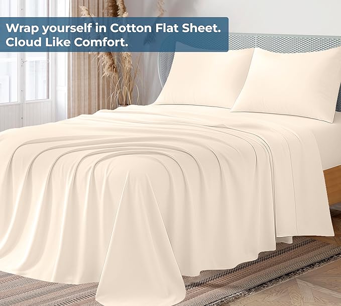 Royale Linens 100% Organic Cotton Full Flat Sheet Only - Image 2