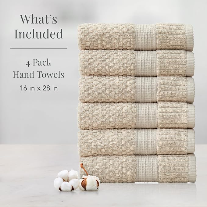 NY Loft 100% Cotton Hand Towel 6 Pack Hand Towel Set | Super Soft & Absorbent - Image 2