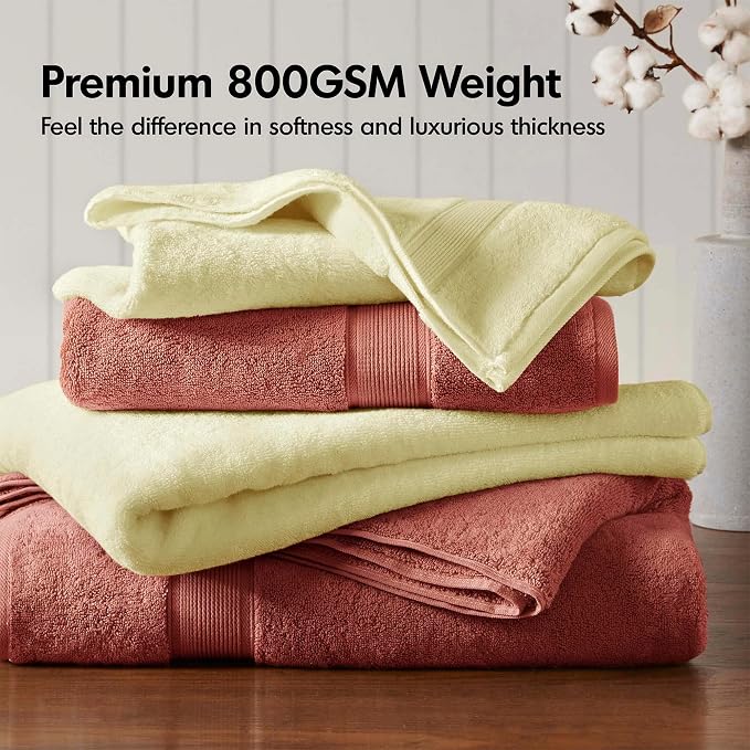 Madison Park 800GSM Bathroom Towel Set of 8 100% Cotton Bath Towel Set - Image 2