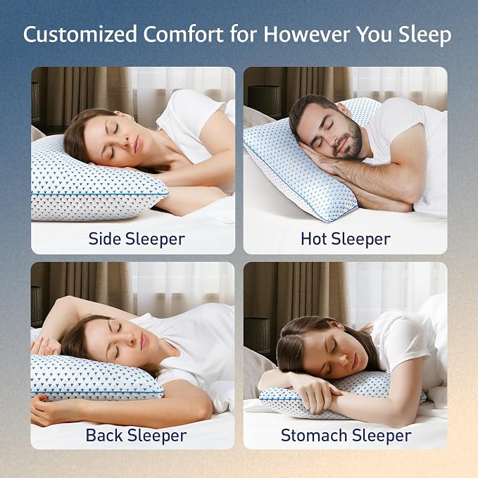 Adjustable Cooling Gel Memory Foam Pillows Queen Size - Image 5