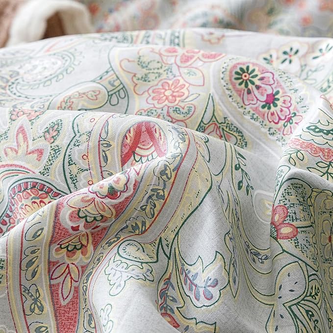 SUSYBAO Pink Paisley Duvet Cover King 100% Cotton Vintage Boho Duvet Cover 3 - Image 3