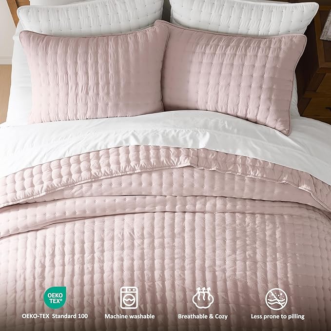 WDCOZY Pink Twin Size Quilt Bedding Sets - Image 7