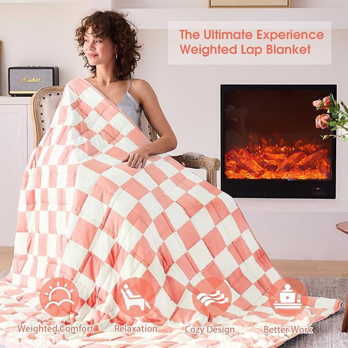Pink Checkered Weighted Blanket - Image 2