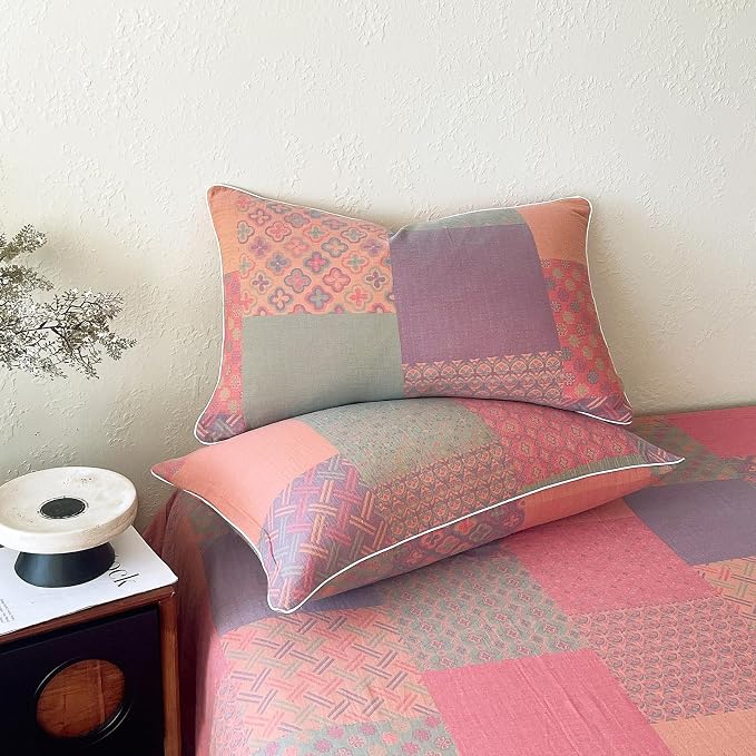 mixinni 100% Cotton Double Layer Yarn Duvet Cover Set, Vintage Patchwork Floral - Image 7