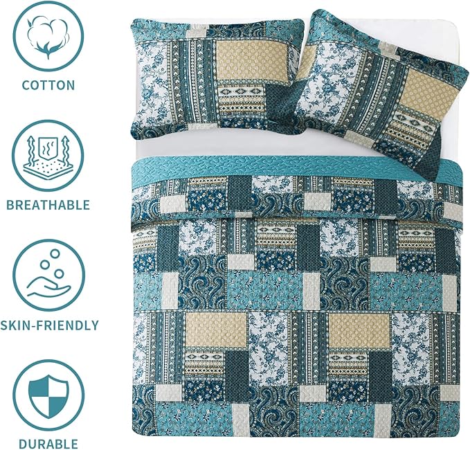 BEDIFANY Cotton King Size Quilt Set, Lightweight Bedspread King Size Coverlet - Image 8