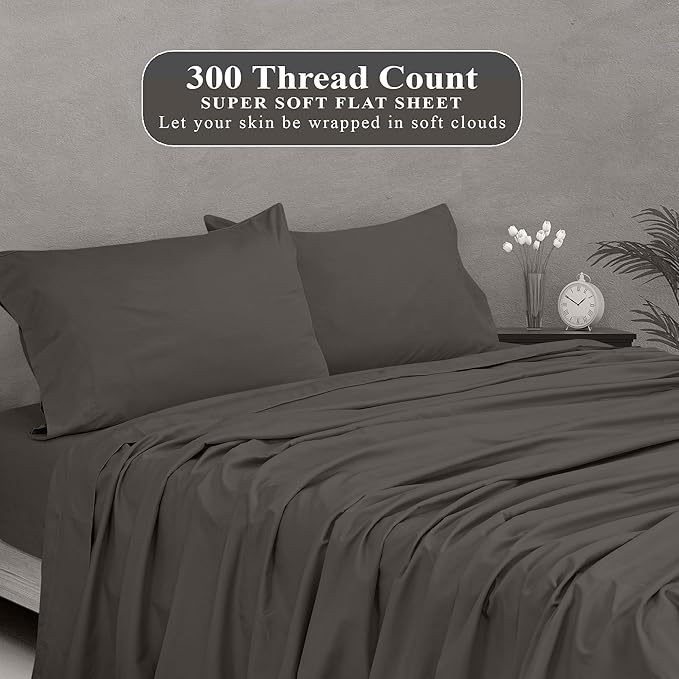 Royale Linens 300 Thread Count 100% Long Staple Combed Cotton Flat Sheet - Image 5