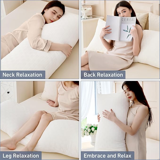 Leeden Full Body Pillow for Adults, Soft and Fluffy Long Pillow Insert - Image 3