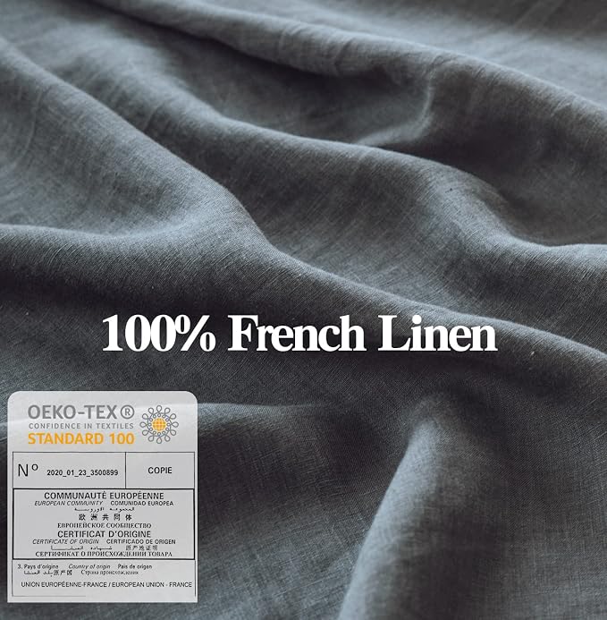 Simple&Opulence 100% Washed Linen Euro Shams 26'' x 26'' Pack of 2, Basic Style - Image 2