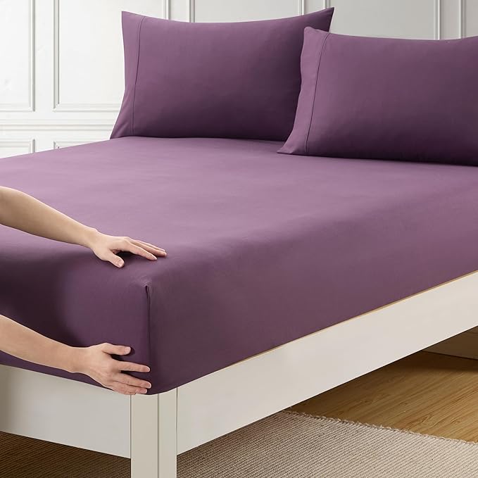 Queen Fitted Sheet Only with Full Elastic & Built in Corner Sheet Straps to by SweetHomeCollection