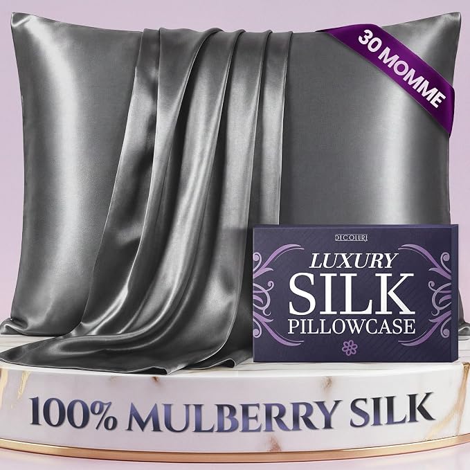 DECOLURE 100% Pure Mulberry Silk Pillow Case King Size – Highest Grade 30 Momme by DECOLURE