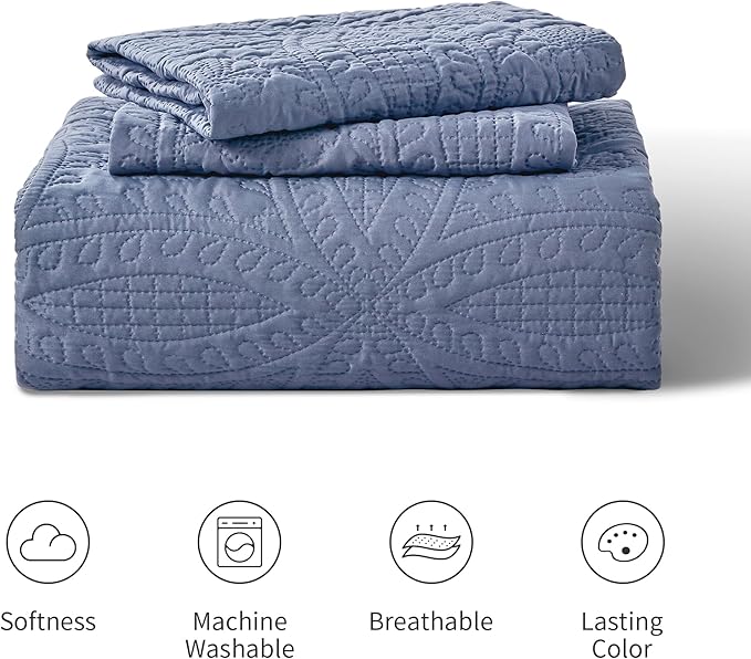 Love's cabin Oversized King Size Quilt Bedding Set Bluish Grey Bedspreads - Image 8