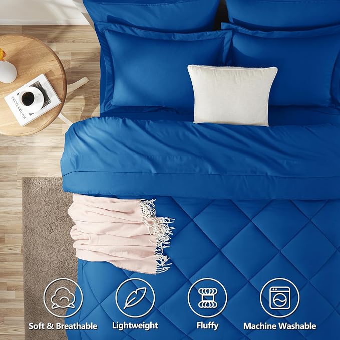 CozyLux King Size Comforter Set Classic Blue - Image 2