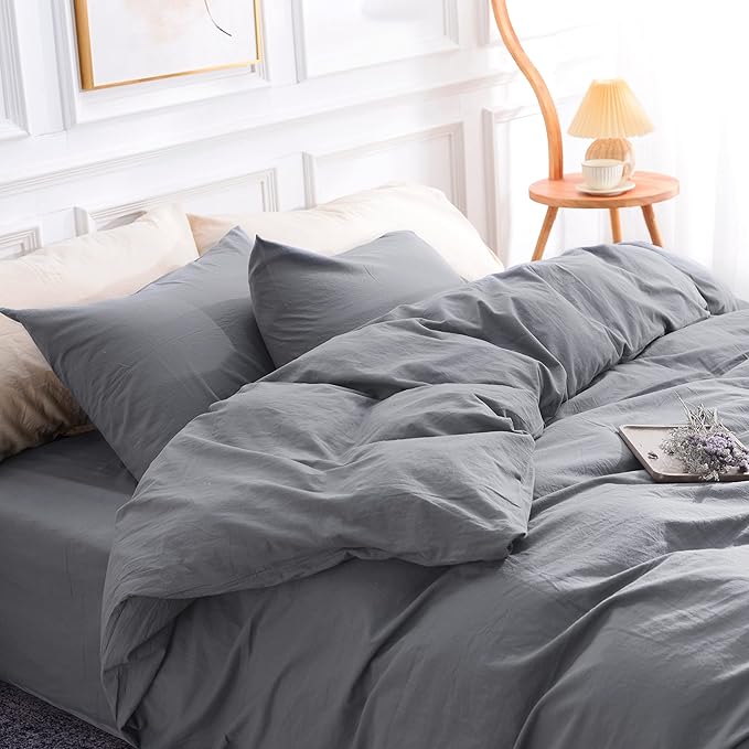 NEXHOME PRO Cotton Duvet Cover Set King Size Linen Look Textured Organic - Image 4