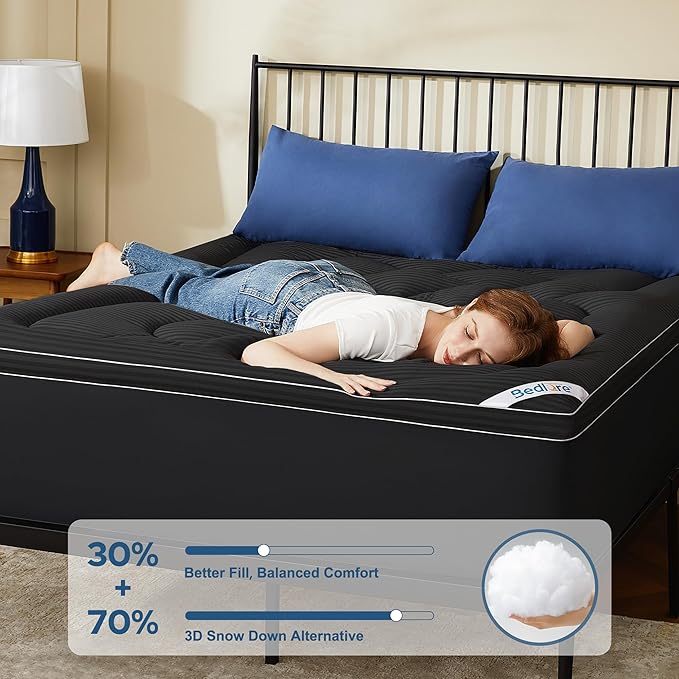 BEDLORE King Mattress Topper, Thick Pillow Top Pad - Image 2