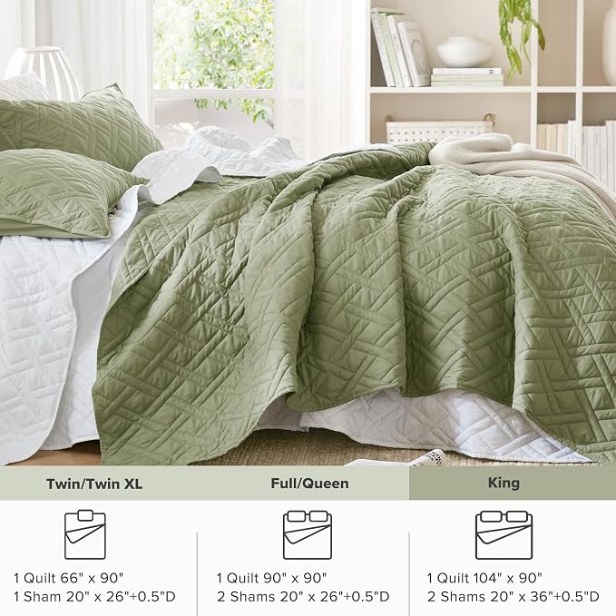 Comfort Spaces King Quilt Set Modern Reversible Diamond Coverlet King Bedding - Image 7