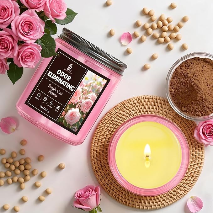 Fresh Cut Roses Odor Eliminating Candle, Romantic Floral Scent - Image 5