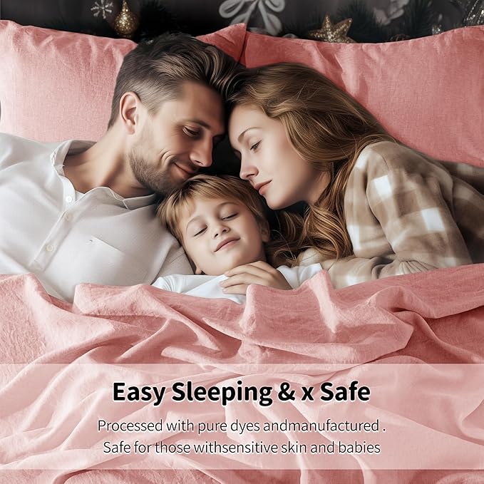 LBRO2M 100% Pure Linen Sheet Set Deep Pocket Up to 16" Bed Sheets Sets - Image 6