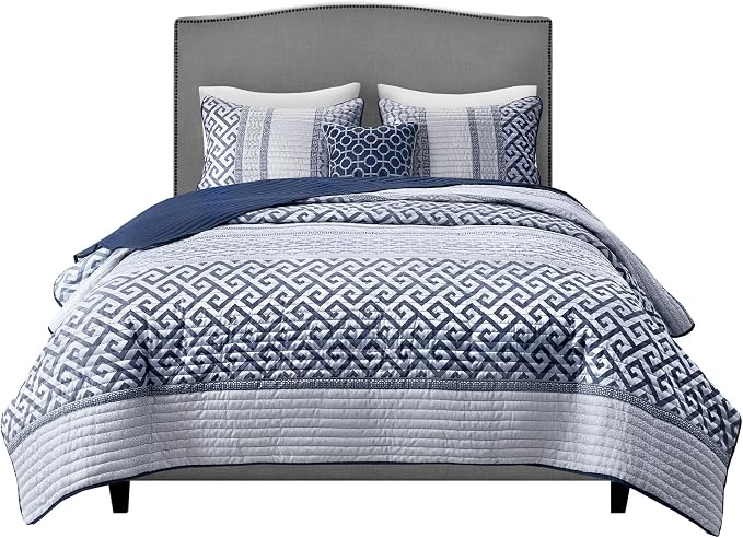 Madison Park Quilt Set Luxurious Jacquard Stripes Design - Image 12