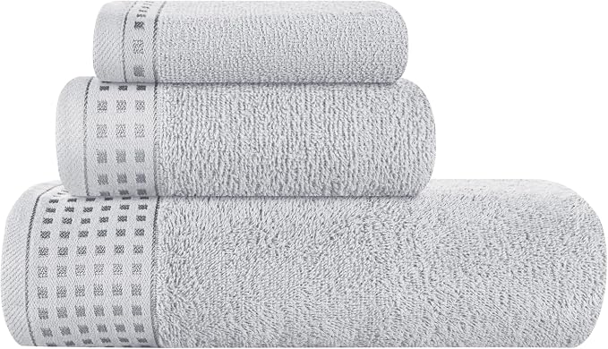 GLAMBURG Ultra Soft 3 Pack Cotton Towel Set, Contains a Bath Towel 28x55 inch by GLAMBURG