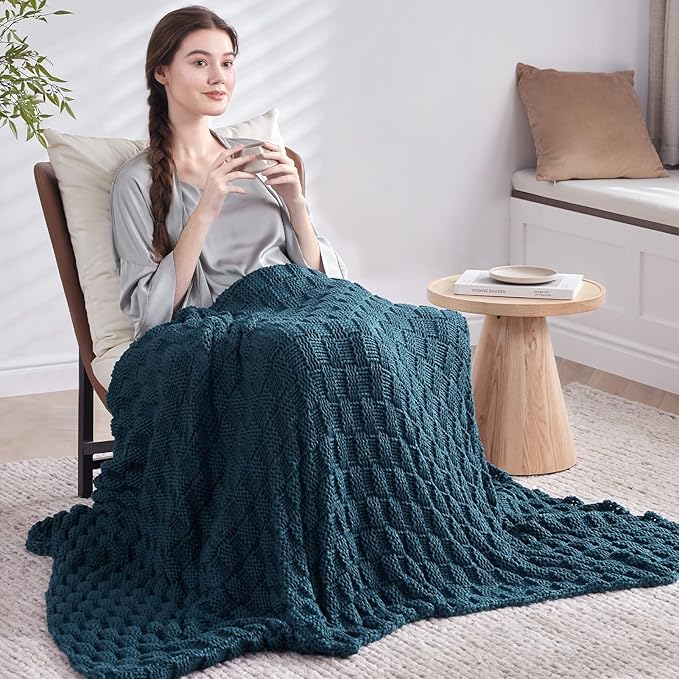 Knitted Weighted Blanket for Adult, No Beads Heavy Blanket 50” x 60'' 7lbs - Image 7