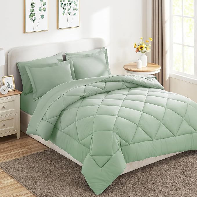 CozyLux Twin XL Comforter Set Sage Green - Image 8