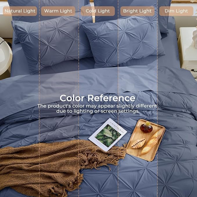 Sasttie King Size Comforter Set, 7-Piece Bed in a Bag, Pintuck Bedding Set - Image 8