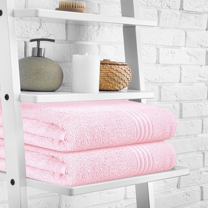 BOUTIQUO 100% Cotton 2 Pack Bath Towel Set 28x55 inches, Eco-Friendly Large - Image 3