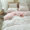 mixinni Garden Style White Floral Duvet Cover King Size 3 Pieces Set Flower by mixinni