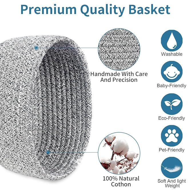 【2 Pack】ABenkle Small Woven Baskets, Tiny Oval Shallow Storage Baskets - Image 3