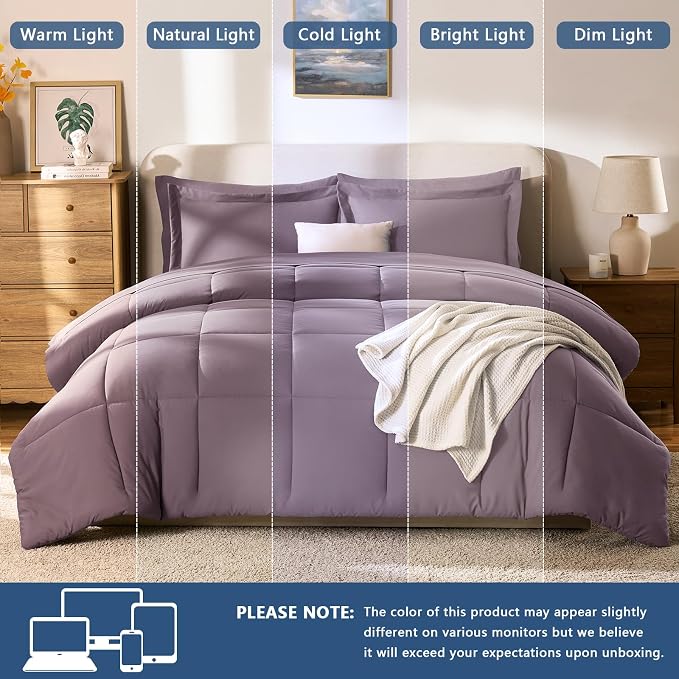 CozyLux Queen Comforter Set Dusty Purple, 7 Pieces Bed in a Bag Queen, All - Image 7