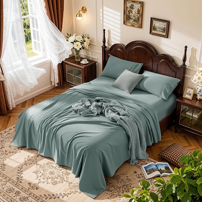 LBRO2M 1000 Thread Count 100% Egyptian Cotton Sheets Set King, 4 Piece Sets Bed by LBRO2MBedding